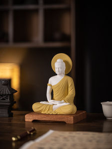 New Chinese Style Ceramic Buddha Statues Home Desktop Decorations Gilded Mahavira Buddha Sunwheel Buddha Amitabha Buddha