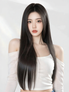 MENGSIQIAN | Tóc Giả Dài Đen Bằng Thiên Nhiên