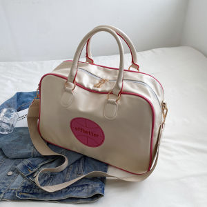 Lightweight Womens Handbag Spring Summer New Ins Sports Fitness Travel Tote Bag Versatile Shopping Bag Soft PU Leather Zipper Closure