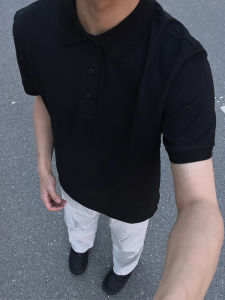 Áo Thun Polo Tay Ngắn Màu Đen Mùa Hè Cho Nam Cổ Polo Phong Cách Mỹ Chất Liệu Cotton Mềm Mại Thoáng Khí Thoải Mái