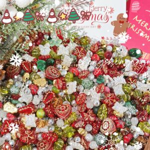 Christmas Holiday DIY Handmade Acrylic Beads Bracelet Necklace Mobile Phone Chain Jewelry Accessories Loose Beads Material Parts