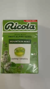 Kẹo thảo mộc không đường Ricola Mountain Mint (vị Bặc Hà) hộp 40g nhập khẩu Thụy Sĩ