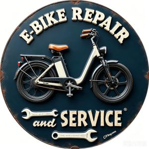 CIFbuy | Vintage Bike Repair Round Metal Sign Retro Bicycle Service Wall Art Plaque