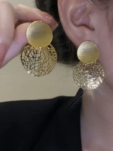 Silver Needle Mesh Metal Earrings for Women Fancy Graceful Personality Frosty Style Earrings Internet Celebrity High-Key Eardrop Tide