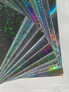 Colorful Gradient Rainbow Texture Laser Paper A4 Size White Background Pure Silver Color Square Paper for Crafts And Business