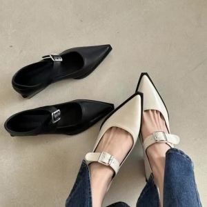 Giày Cao Gót Mary Jane Thời Trang Dành Cho Nữ Có Khóa Thắt Lưng Slingback Giày Da Nhỏ Mùa Xuân Mùa Thu Mặc Công Sở