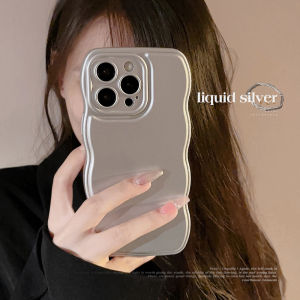 Plated Silver Apple 13 Case Iphone 16 16plus 16pro 16promax 14 Premium Sense 11 for 14promax Wavy Edge 12 Solid Colors 15 15plus 15pro 15promax