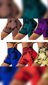 <1220> S-XXXL กางเกงโยคะมัดย้อมเป็นมิตรกับผิวป้องกันการม้วนงอวิ่งกางเกงออกกำลังกายลายดอกไม้กางเกงเลกกิ้งรัดรูปเอวสูง