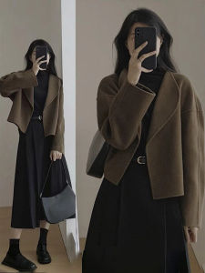 Fashion Temperament Autumn A-Line Midi Skirt and Tweed Jacket Set