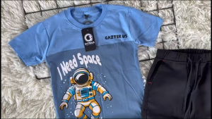 Setelan Kaos Kombinasi & Celana Chino Panjang Anak Laki-Laki Perempuan Bahan Katun 30s Premium