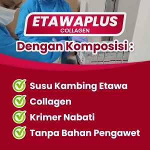 Etawaplus Collagen Paket 3 Box- Susu Kambing Etawa Dengan Collagen Rendah Gula Tinggi Kalsium Menjaga Kesehatan & Kepadatan Tulang Cegah Osteoporosis Gangguan Pernafasan Asma Batuk Isi 200gr