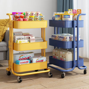 (พร้อมส่ง)4ชั้น ชั้นวางรถเข็น ชั้นวางของมีล้อเลื่อน รถเข็นอาหาร ชั้นวางอเนกประสงค์