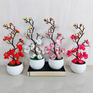 Azgalery PBP31 / Bunga Hias Plastik Vas Pot Bunga Palsu Artifisial Dekorasi Rumah Bunga Plum Musim Dingin Real Pict Terlaris / COD