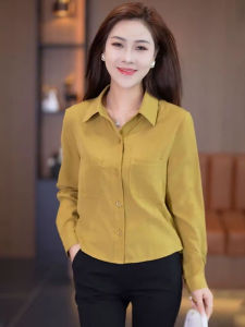 Spring Autumn Long Sleeve Shirt Womens Fashionable Loose Short Sleeve Shirt Ladies Top Elegant Style Commute Loose Fit Shirt