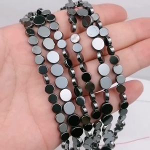 COINS Shape Natural Stone Black Hematite Bead Spacers Flat Round Loose beads 6/8MM For DIY Jewelry Making Bracelet Accessories