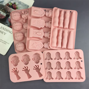 Creative Halloween Style Silicone Mold Baking Cake Ice Grid Chocolate Mold Pumpkin Zombie Hand Ghost Skeleton Brain