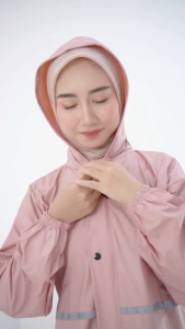 ZOTTA Jas Hujan Wanita Gamis Muslimah Warna Pastel Bahan Tebal Anti Rembes