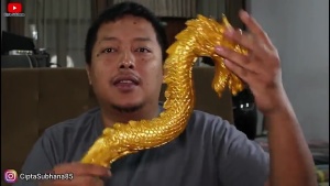 SHIFT KNOB 40 CM MOTIF RAJA NAGA GOLD / TONGKAT PERSNELING / TUAS GIGI SHIFT KNOB MOBIL DIESEL