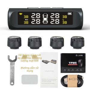 Hệ Thống Giám Sát Áp Suất Lốp Xe Thông Minh Chạy Bằng Năng Lượng Mặt Trời Không Dây Giám Sát Thời Gian Thực Màn Hình Màu Vàng TPMS AN01 Với Cảm Biến Bên Ngoài
