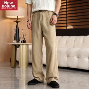 NEW BOLUNE | Summer Light Flared Casual Pants Linen Tencel Narrow Straight