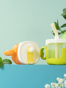 Children’s Straw Drinking Cup with Handle – 300ml Training Water Bottle for 6M+ Baby Toddler