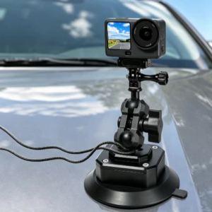 feichao | Car Electric Suction Cup Camera Mount Auto Air Replenish Leak Alarm for Gopro DJI Action 6 Insta360 X6 30kg Heavy Duty Barcket