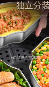 3pcs Mangkok kukus panci Serbaguna Kukus Bentuk Kipas Kotak Stainless Anti Karat Food Grade Pengukus Telur