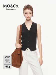MO&Co. | Knitted V-neck Short Fitted Striped Vest Top