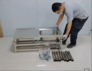 【Local factory & quick delivery】Thick SUS304 Kitchen Sink with faucet complete set L:80/120CM lababo