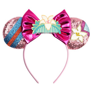 Cute Mulan Hairband Girl Cartoon Anime Clothing Ears Headband Kids Magnolia Flower Sequins Bow Hair Accessories Women Carnival