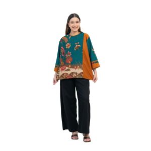 Blouse Batik Baju Batik Kerja Atasan Batik Wanita Lengan Panjang Motif 195