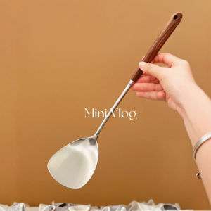 Mini Stir-Fry Spatula Small Size 316 Stainless Steel Wood Handle Kitchen Cooking Utensil for Personal Use Compact Cooking Spoon