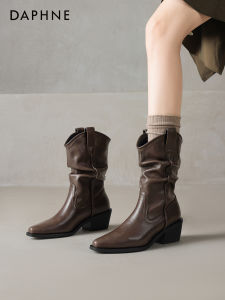 Daphne | New Autumn Pointed Chunky Heel Western Style Mid Calf Boots for Women