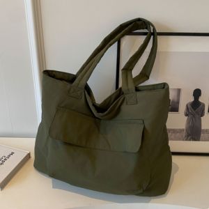 กระเป๋าผ้าใบทรงถุงบรรจุภัณฑ์ขนาดใหญ่สำหรับผู้หญิง กระเป๋าสะพายไหล่แบบลำลองสำหรับเดินทางไปโรงเรียนและทำงาน กระเป๋าถืออเนกประสงค์สำหรับเยาวชน