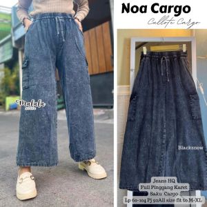 Celana Cargo Jeans Jumbo Tali Pinggang Kerut BB 45-80Kg Super Premium/Kulot Jeans Highwaist Cargo Kempol Super Premium