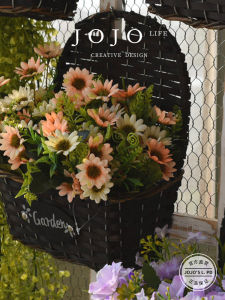Rural Style Wall Hanging Basket Simulated Plant Willow Woven Flower Pot Handmade Craft Decorative Wall Art Home Decoration
