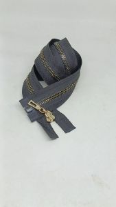 Resleting Zipper 60 cm Vislon Hitam Bintik Gold Model Set Open End Buka Lepas Kode BGB Harga Per Biji