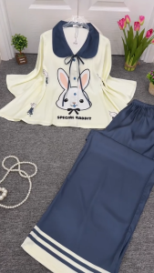 Đồ Ngủ Pijama Lụa HEUN YOUNG Bộ Đồ Pijama Cổ Sen Tay Lửng Quần Dài Lụa Latin In TK Cao Cấp 45-68kg