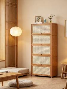 ZHUOHE | Japanese Rattan Multi-layer Dustproof Storage Cabinet
