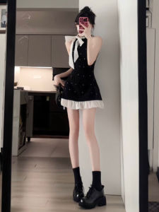 CHANGTONG | Elegant Graceful Bow Neck Hepburn Style Dress