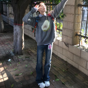 Tall Womens Blue Retro Denim Pants Low Waist Straight Leg Narrow Version Long Trousers Floor-Length Wide Leg Pants