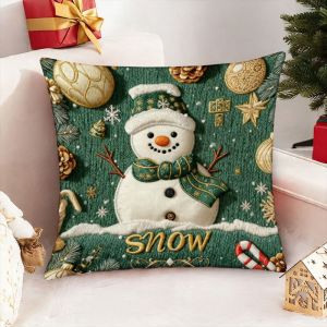 VIKAMA Giáng Sinh Gối Xanh Vàng Xmas Cây Bauble In Hình Đệm Dành Cho Ghế Sofa Phòng Ngủ Trang Trí Nhà Vuông Polyester