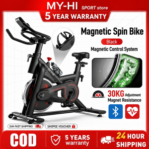 MY-HI Fat Burning Magnetic Exercise Bike with Heart Rate Monitor Adjustable Resistance Indoor Spinning Bike for Home Gym Cardio Workout Fitness Equipment