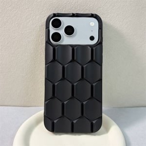 Luxury Solid Color Matte 3D Honeycomb Cube Shaped Phone Case for iPhone 17 16 15 14 13 12 Pro Max Armor Shockproof Bumper Cover