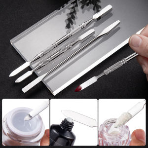 Stainless Steel Dual Head Mixing Stick Makeup Spatula Nail Art Polish Foundation Cream Apply Mixing Tool Cosmetic Make Up Tool