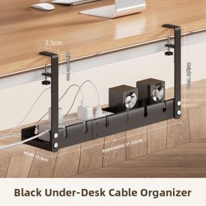 TENGYAGAO | Under Table Wire Organizer No-Drill Double Layer Extendable