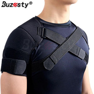 Buzesty Double Shoulder Support Brace Strap Wrap Neoprene Protector Pressure for Preventing Strains and Dislocation Alleviating Shoulder Pain Adjustable Fit for Men and Women