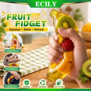 ECILY 2pcs Fruit Banana Jelly Squishy Toy Stress Ball Fidget Toys Big Slushy Banana Squishy Toys Squeeze Ball ASMR Anti Stress Relief Toys