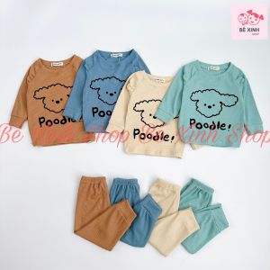 [Mới Về] Đồ Bộ Dài Tay Thu Đông Cho Bé Trai Bé Gái Mikko Mom Bộ Đồ Ngủ Thu Đông Thun Len Tăm Cho Bé Trai Gái TAI GẤU 2 Bé_Xinh_Shop