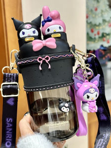 Kuromi Childrens Straw Water Bottle Girls High Aesthetic Dual Drink Cup for School Nolita Special Use Portable 700ml Tritan